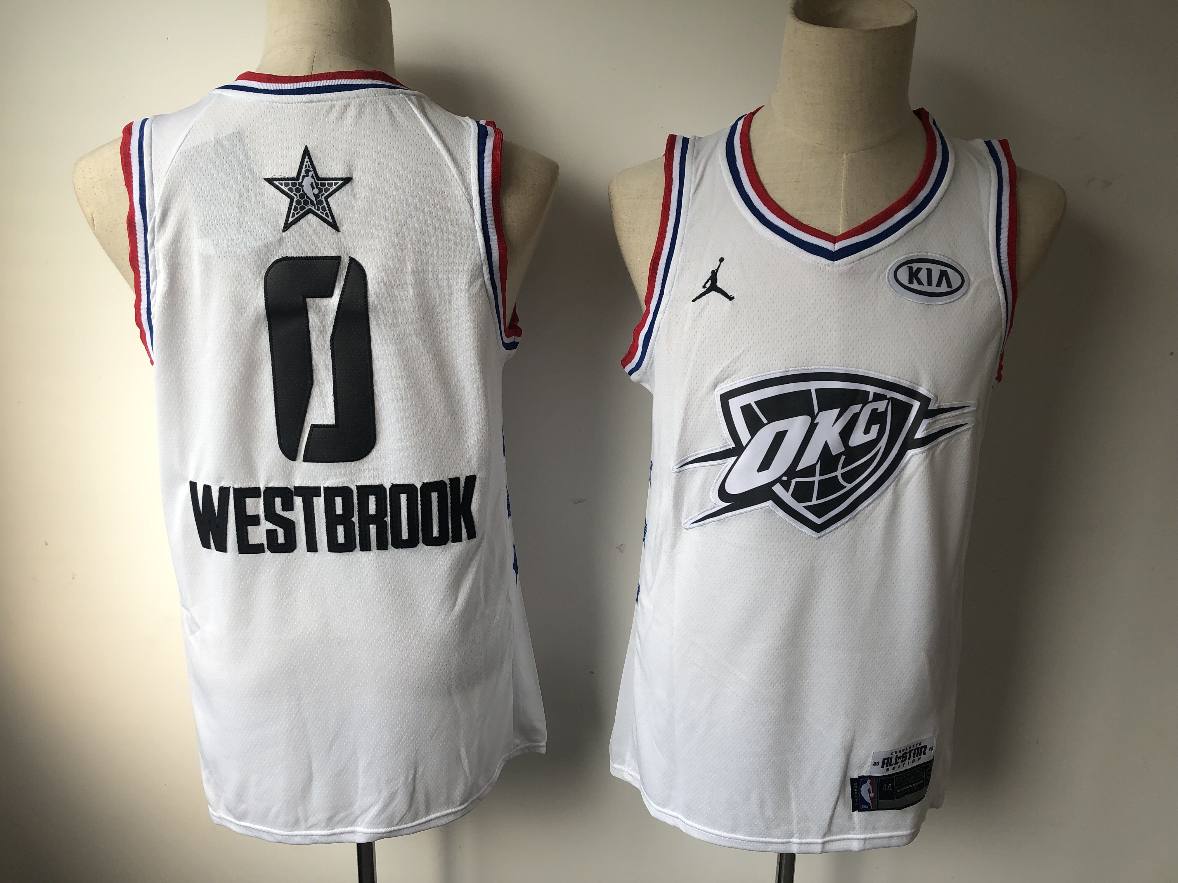 Men Oklahoma City Thunder 0 Westbrook White 2019 All Star NBA Jerseys